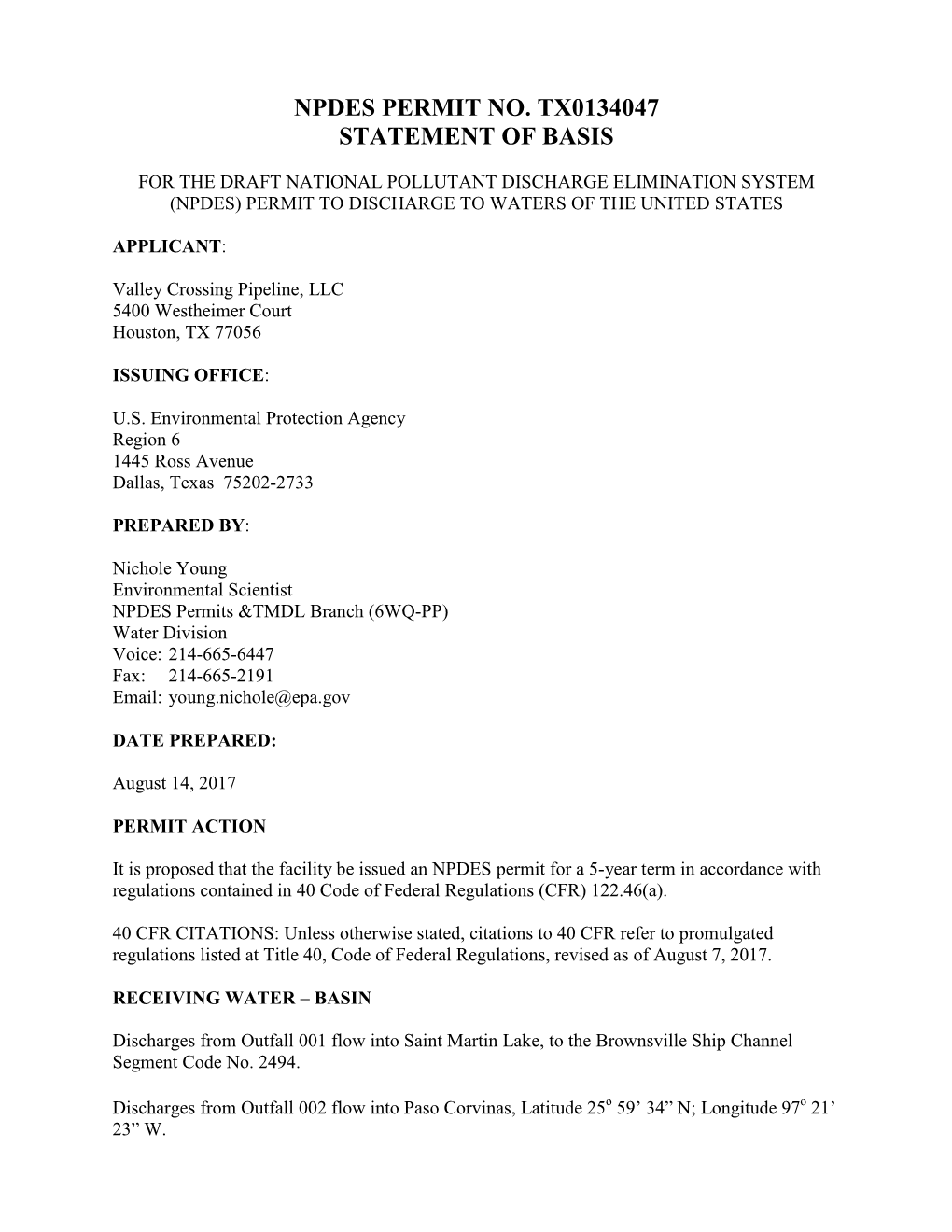 Npdes Permit No Tx0134047