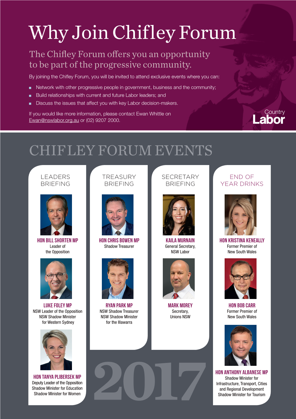 Why Join Chifley Forum the Chifley Forum Offers You an Opportunity to Be Part of the Progressive Community