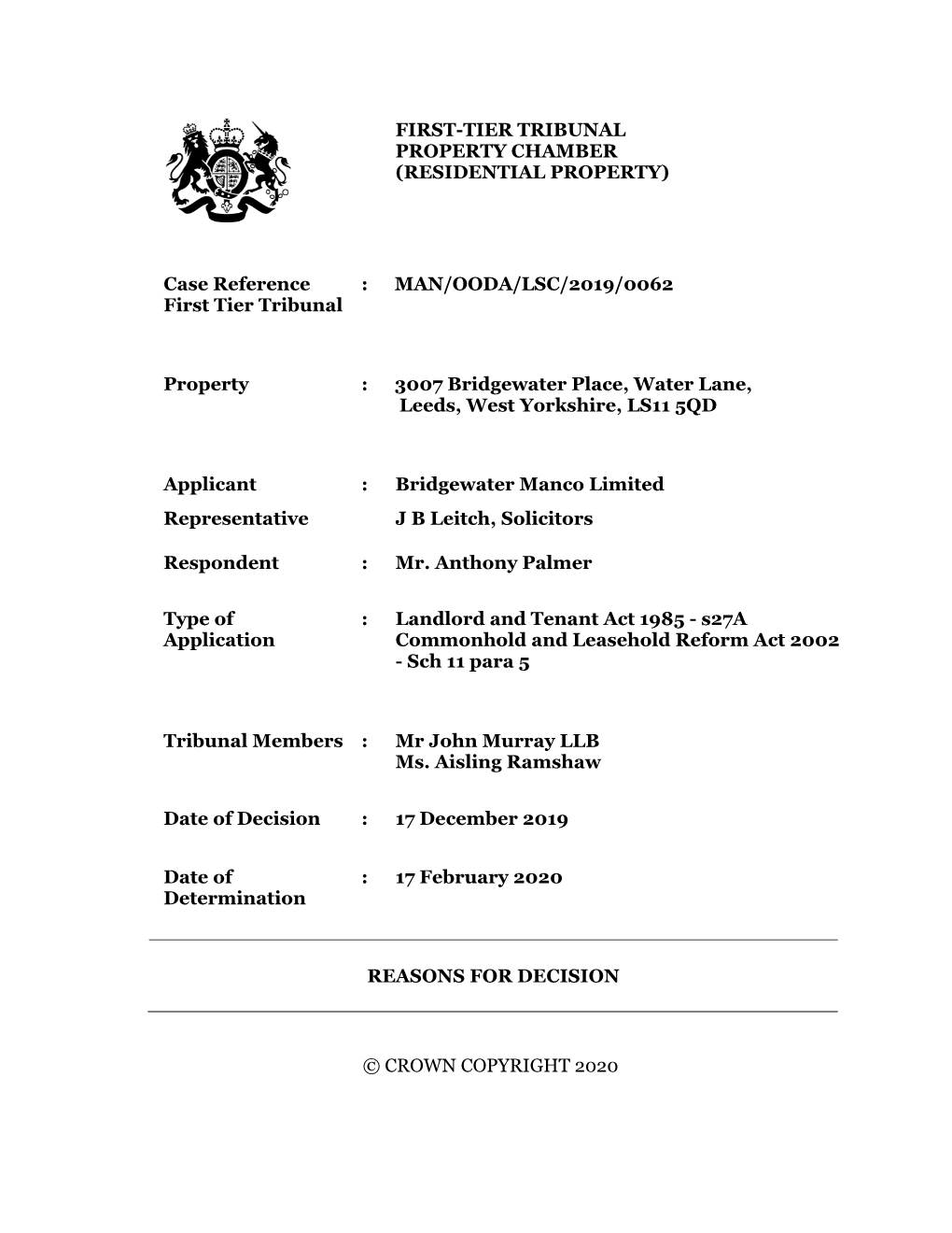 First-Tier Tribunal Property Chamber (Residential Property)