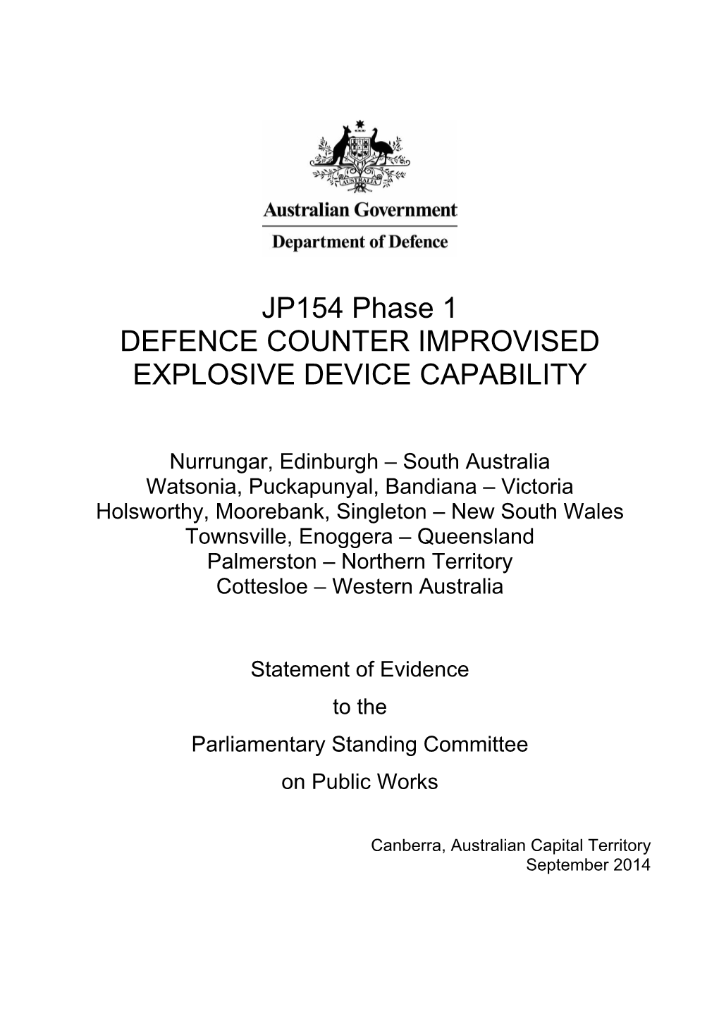 JP154 Phase 1 DEFENCE COUNTER IMPROVISED EXPLOSIVE DEVICE CAPABILITY