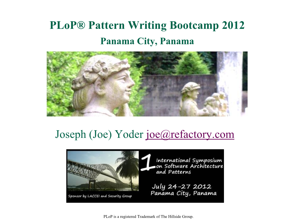Plop® Pattern Writing Bootcamp 2012