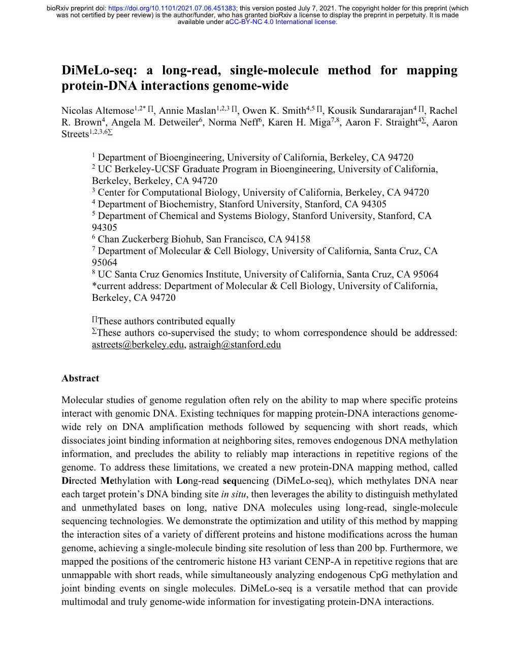 Dimelo-Seq: a Long-Read, Single-Molecule Method for Mapping Protein-DNA Interactions Genome-Wide