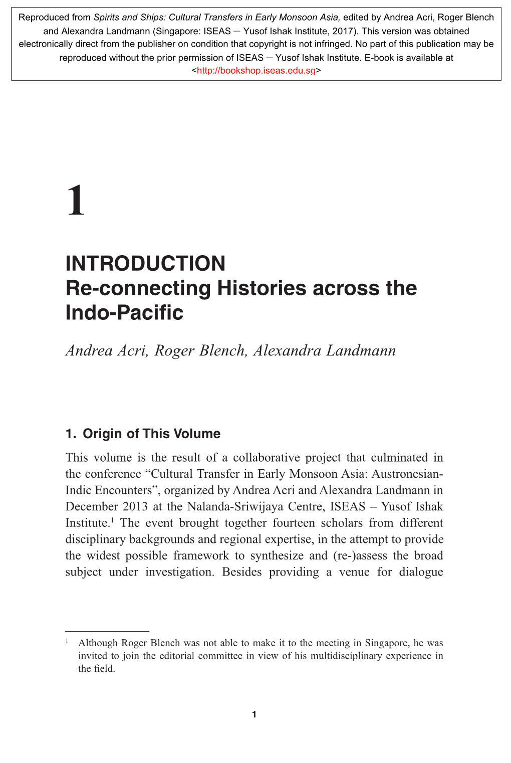 Introduction Re-Connecting Histories Across the Indo-Pacific