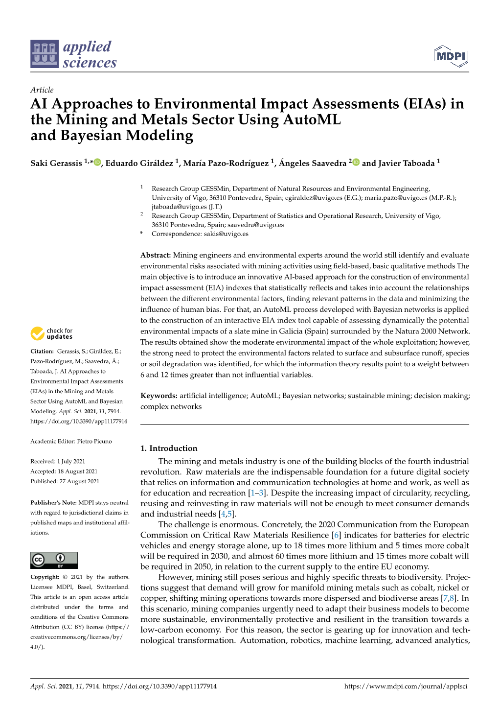 AI Approaches to Environmental Impact Assessments (Eias) in the Mining and Metals Sector Using Automl and Bayesian Modeling