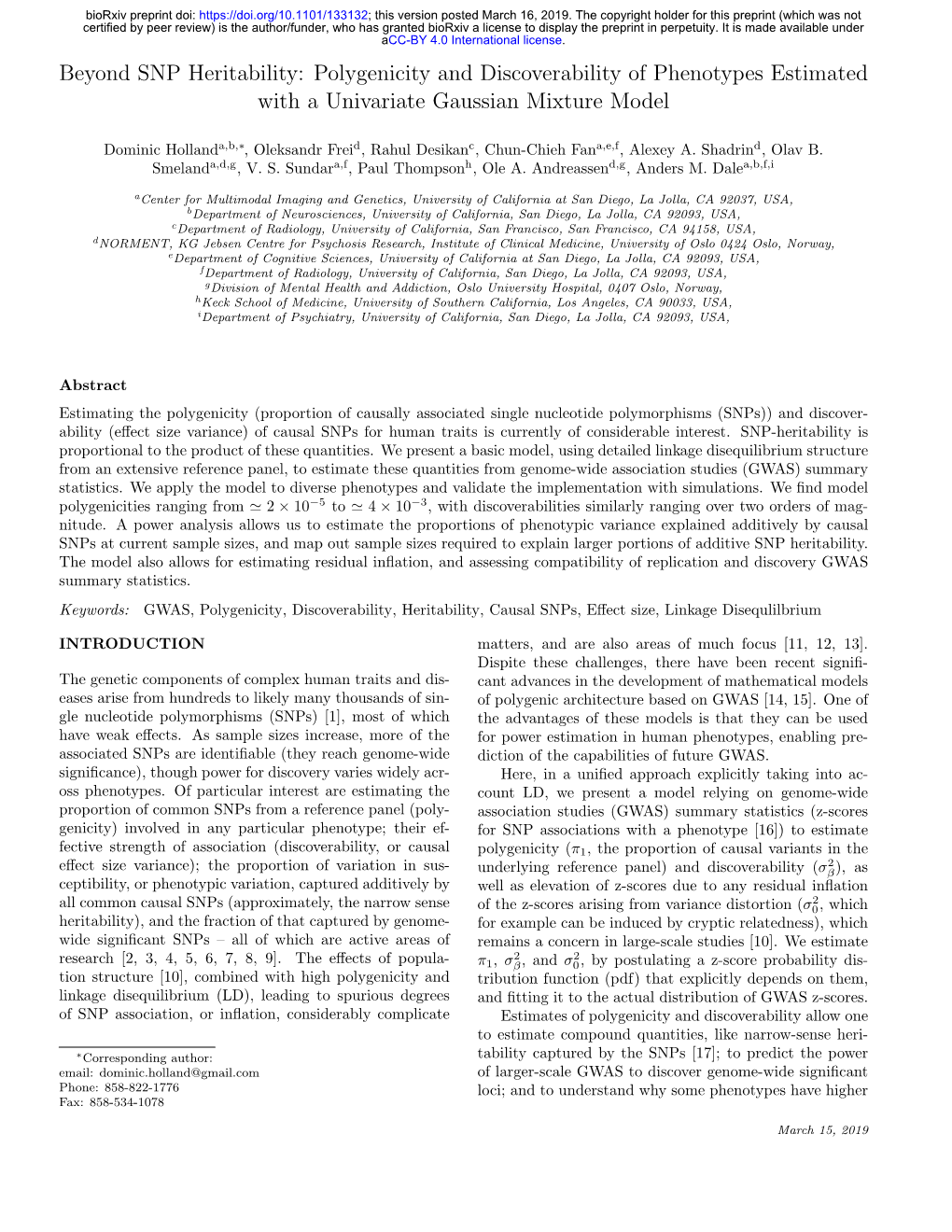 Beyond SNP Heritability: Polygenicity and Discoverability of Phenotypes Estimated with a Univariate Gaussian Mixture Model