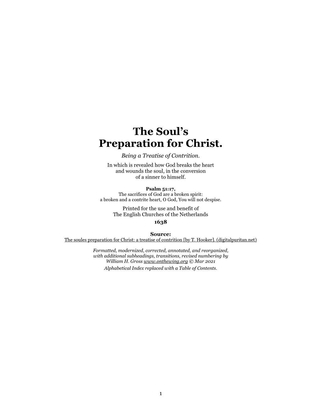 The Soul's Preparation for Christ