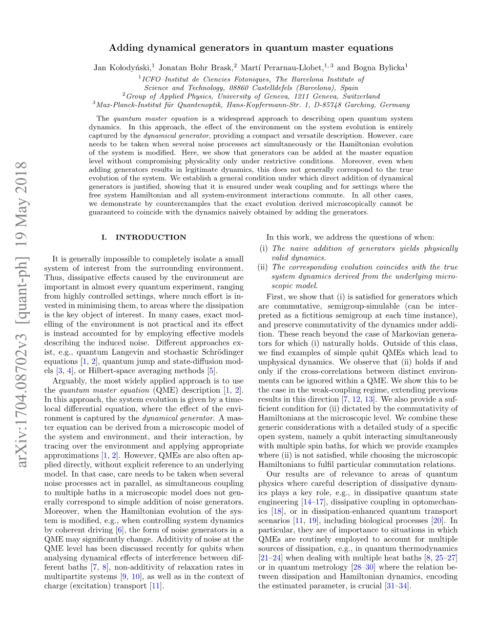 Adding Dynamical Generators in Quantum Master Equations