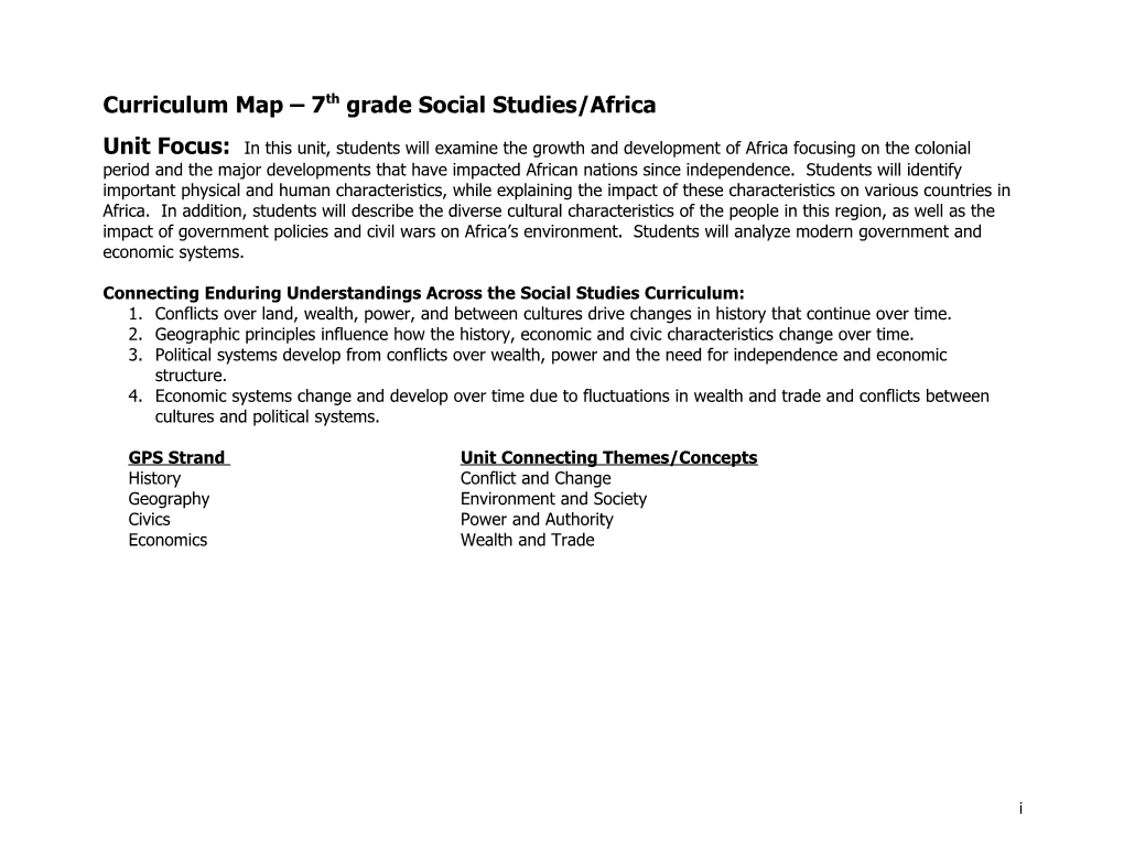 Curriculum Map 7Th Grade Social Studies