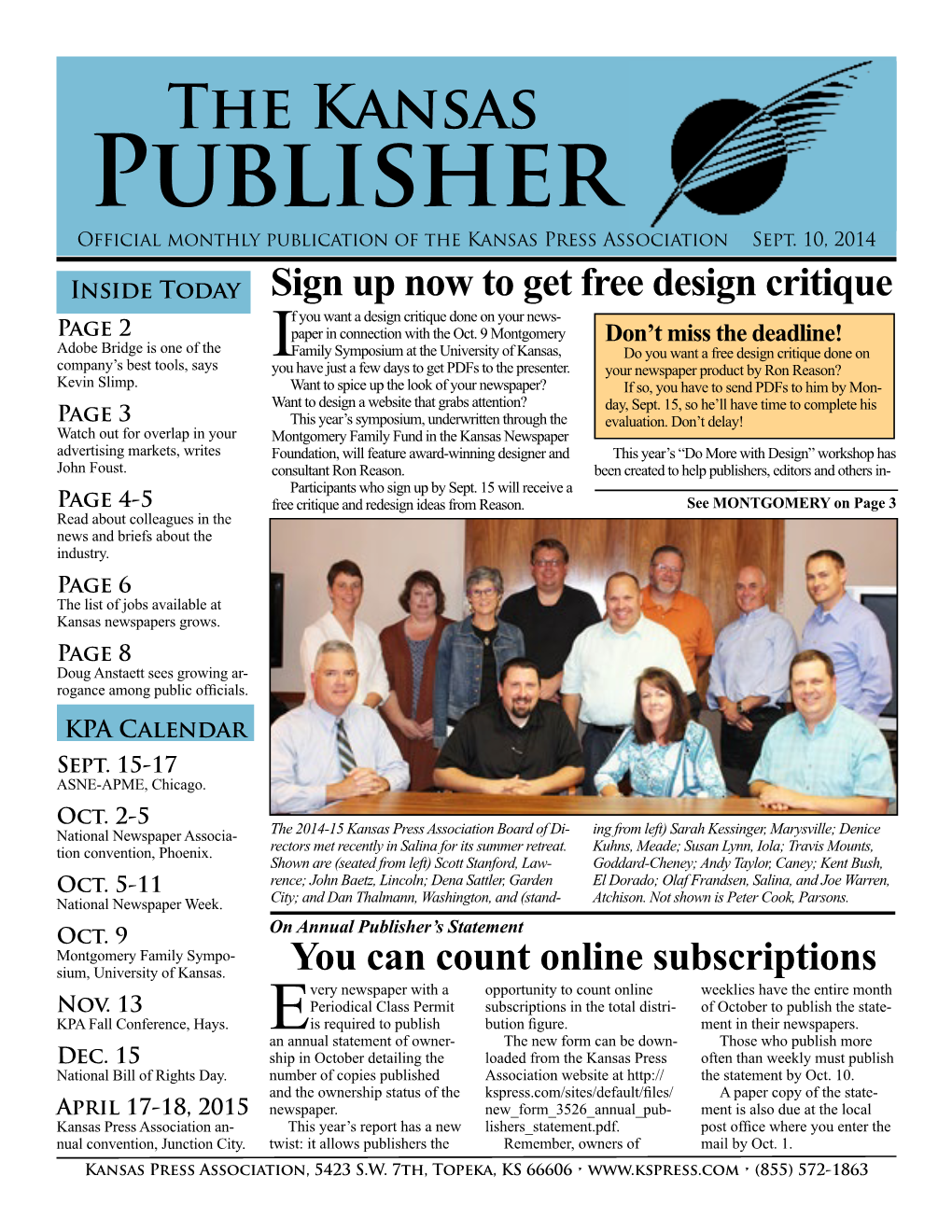 The Kansas Publisher Official Monthly Publication of the Kansas Press Association Sept