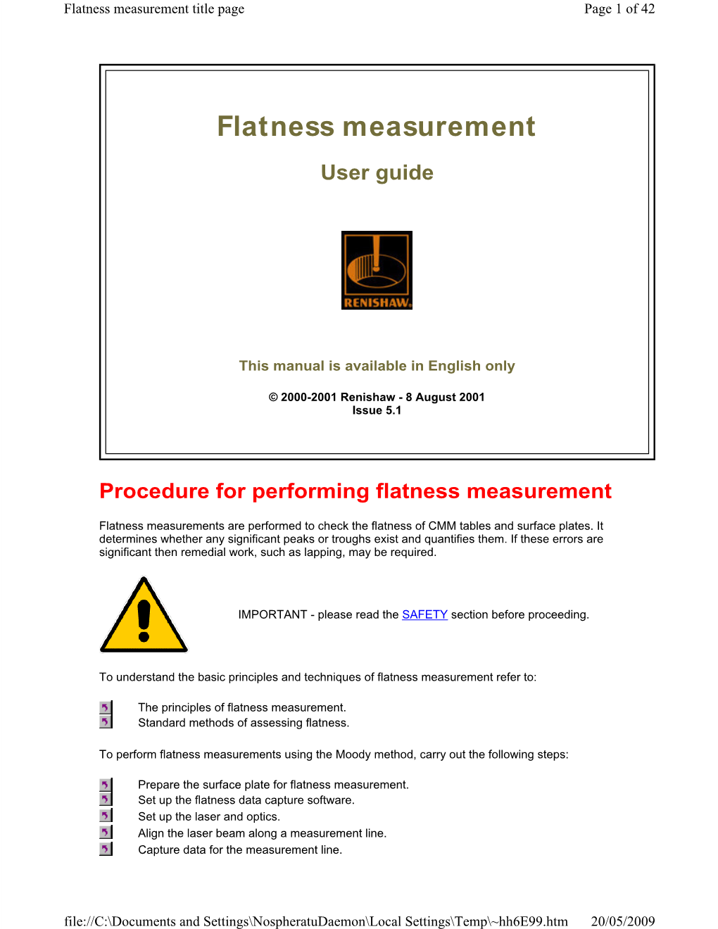 Flatness Measurement Title Page Page 1 of 42