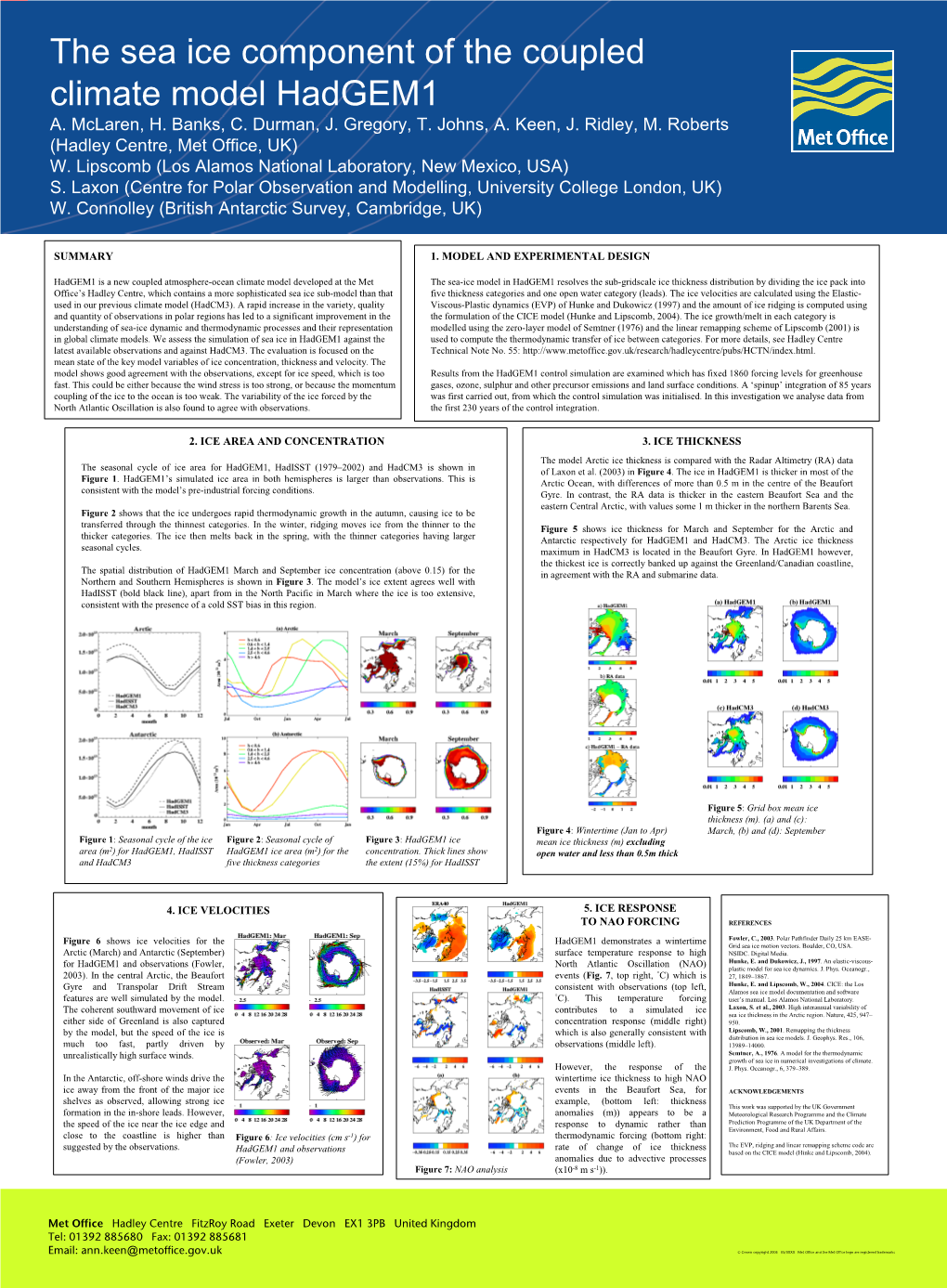 The Sea Ice Component of the Coupled Climate Model Hadgem1 A