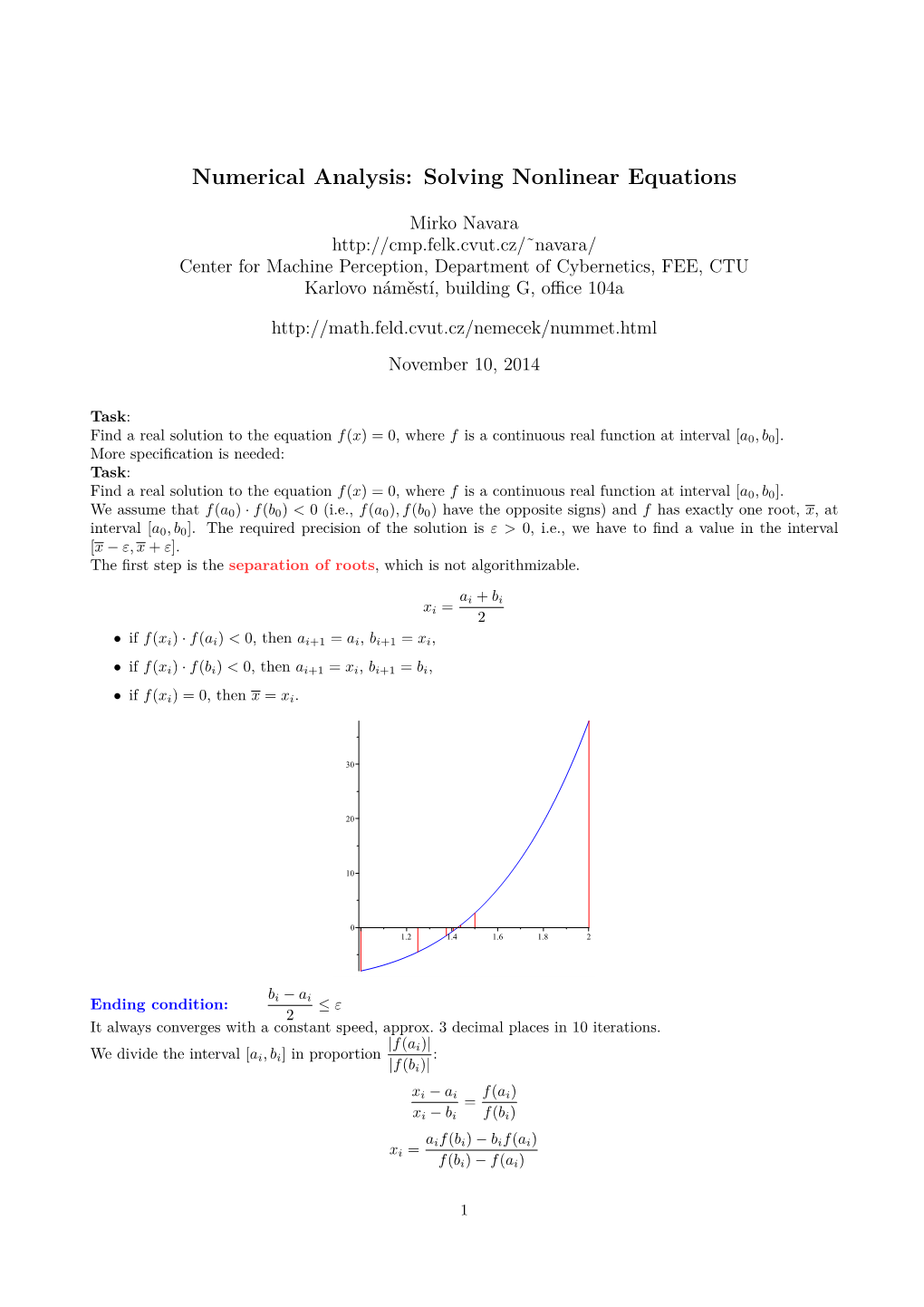 Numerical Analysis: Solving Nonlinear Equations