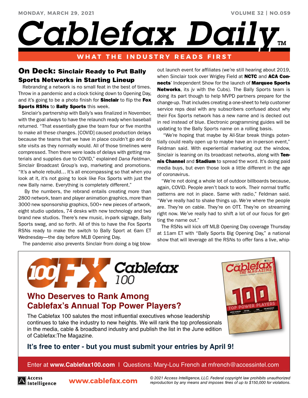 Cablefax Dailytm What the Industry Reads First
