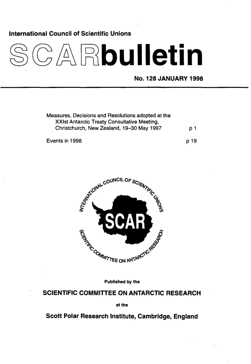 SCAR BULLETIN No 128, January 1998