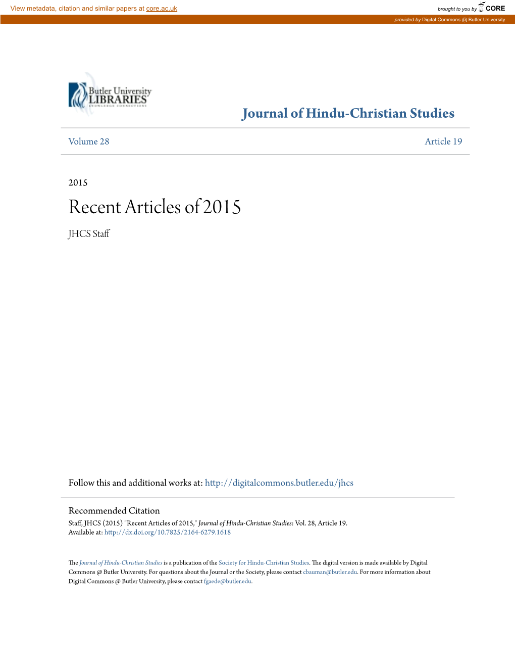 Recent Articles of 2015 JHCS Staff