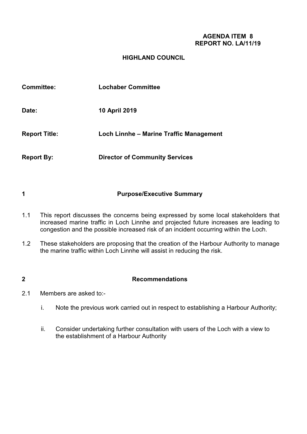 Loch Linnhe – Marine Traffic Management