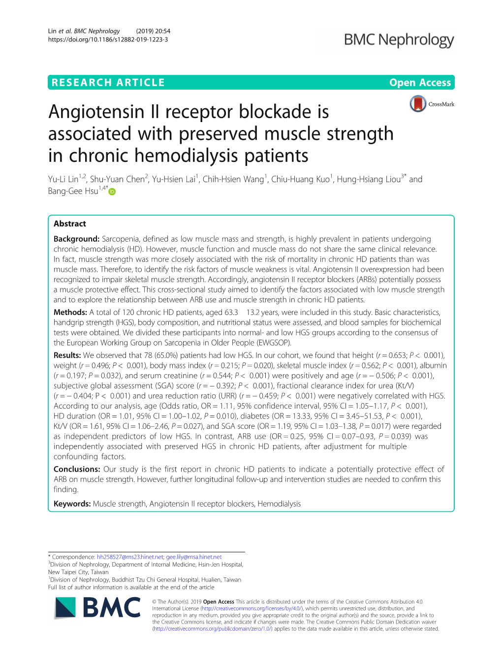 Angiotensin II Receptor Blockade Is Associated with Preserved Muscle