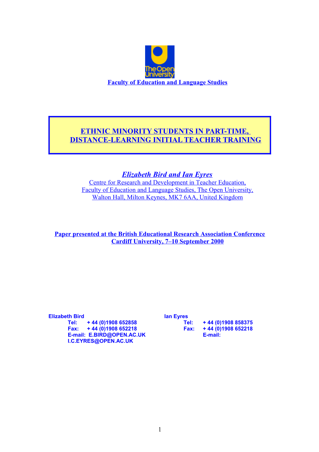 Analysis Of R01/R04 Questionnaire