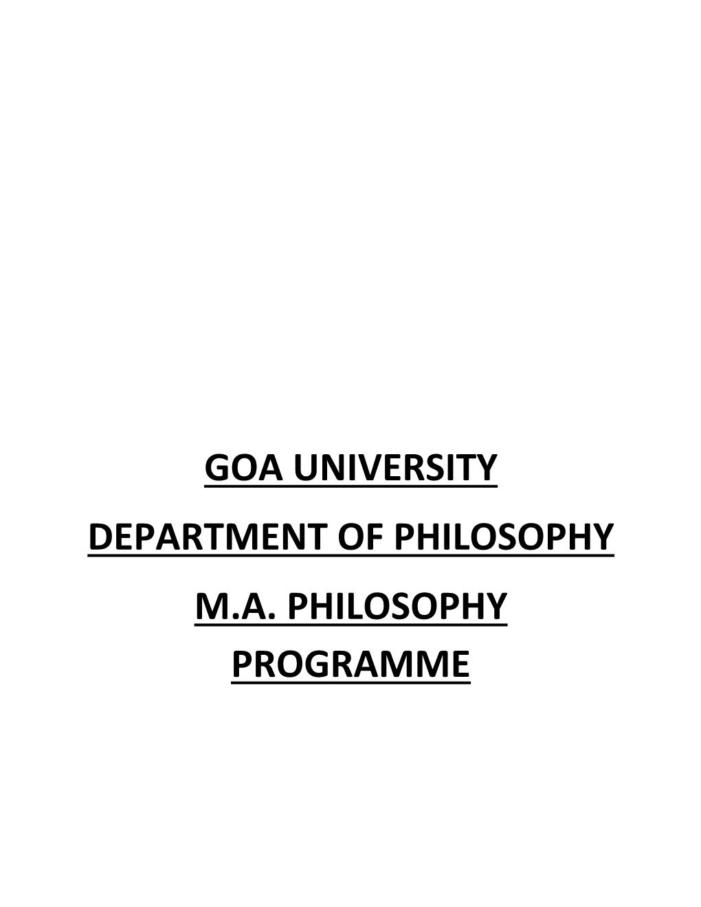 Goa University Department of Philosophy M.A. Philosophy Programme