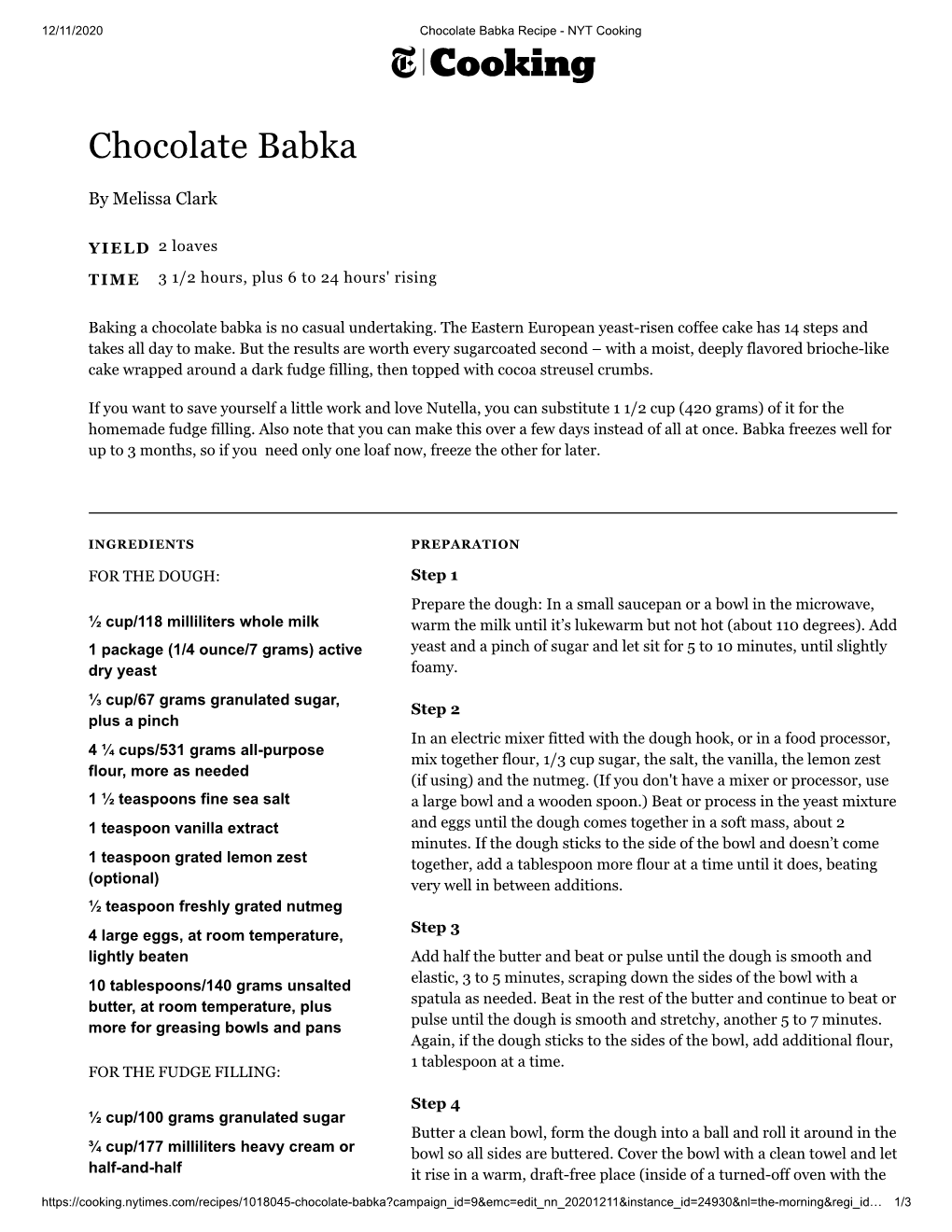 Chocolate Babka Recipe - NYT Cooking