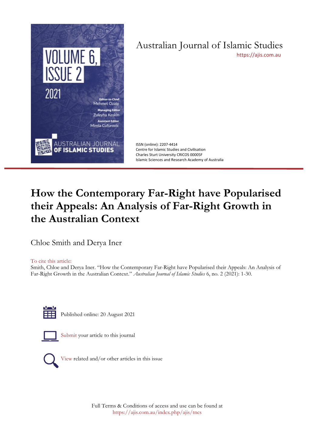 How the Contemporary Far-Right Have Popularised Their Appeals: an Analysis of Far-Right Growth in the Australian Context