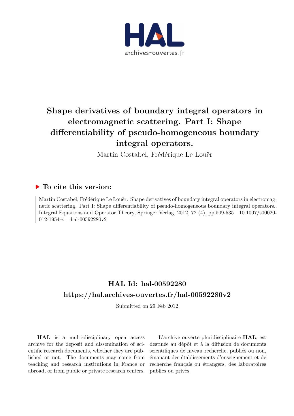 Shape Derivatives of Boundary Integral Operators in Electromagnetic Scattering