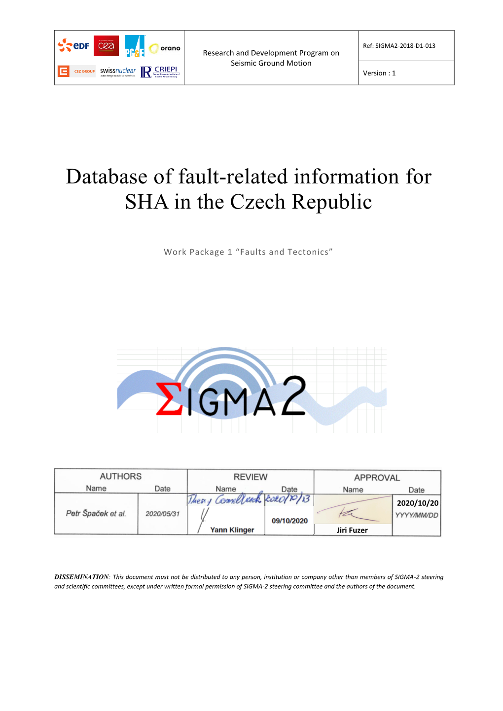 Database of Fault-Related Information for SHA in the Czech Republic