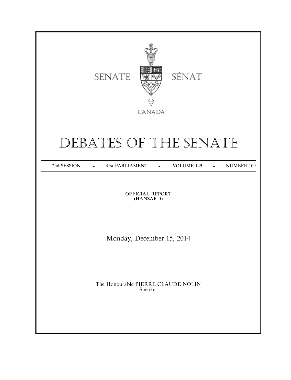 Debates of the Senate