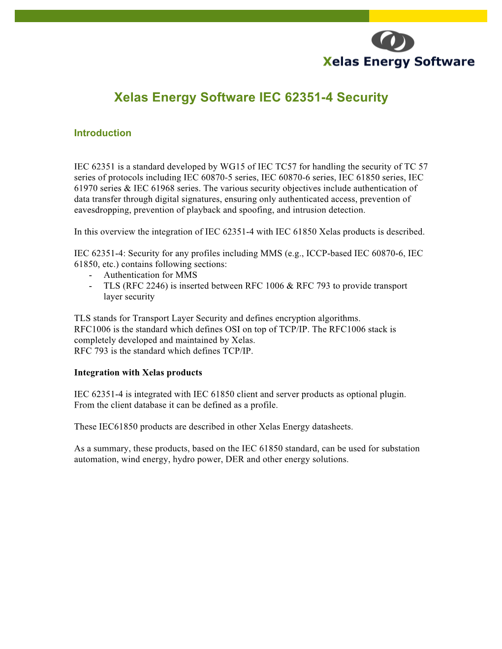 Xelas Energy Software IEC 62351-4 Security