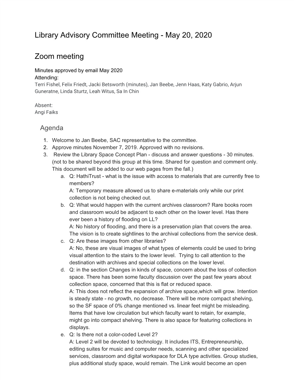 Library Advisory Committee Meeting - May 20, 2020