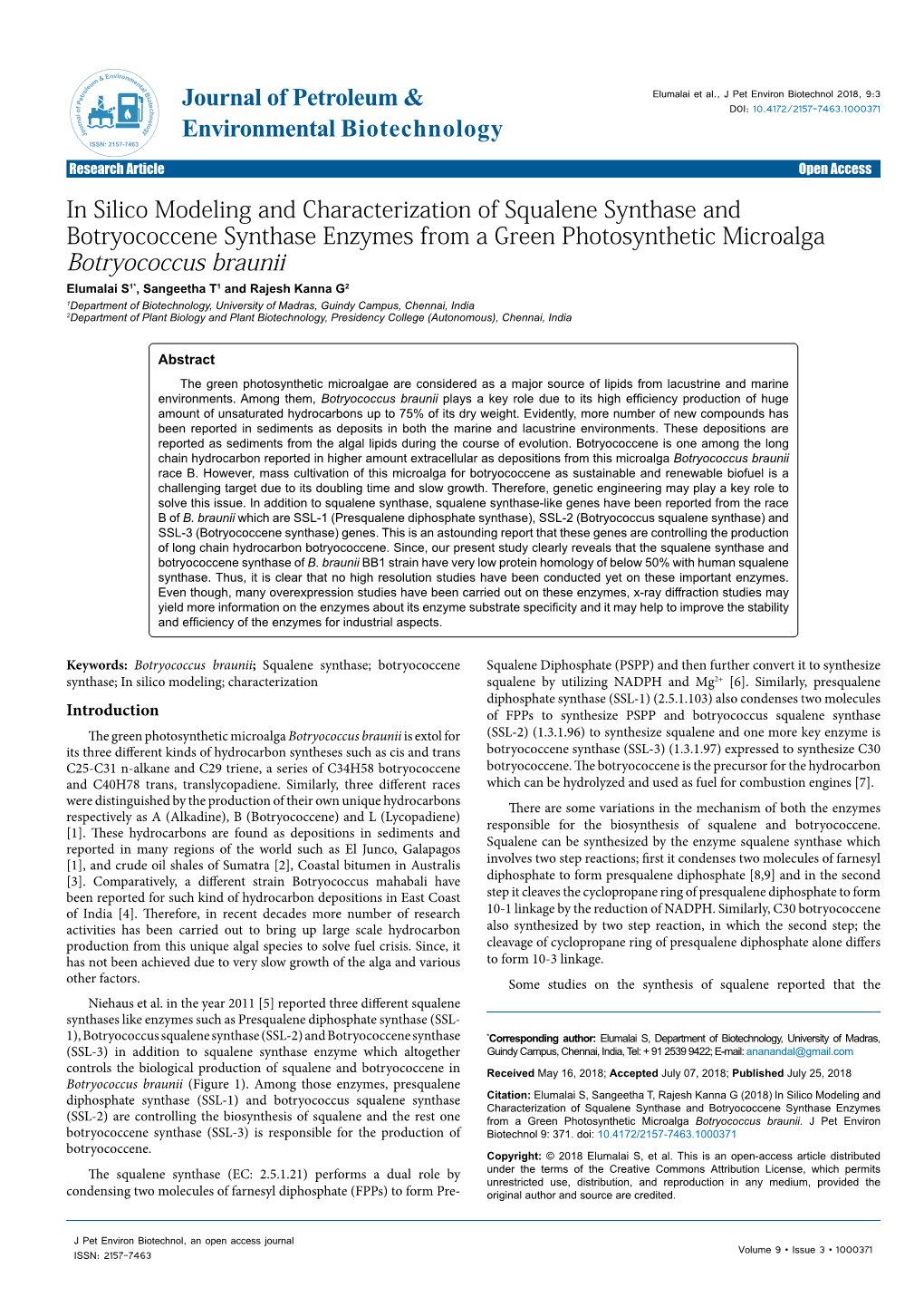 In Silico Modeling and Characterization of Squalene