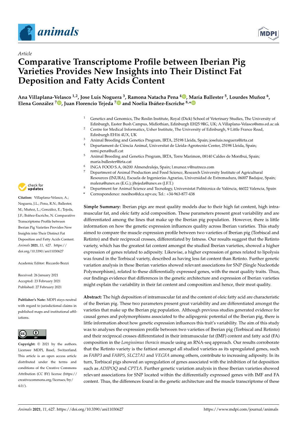 Comparative Transcriptome Profile Between Iberian Pig Varieties