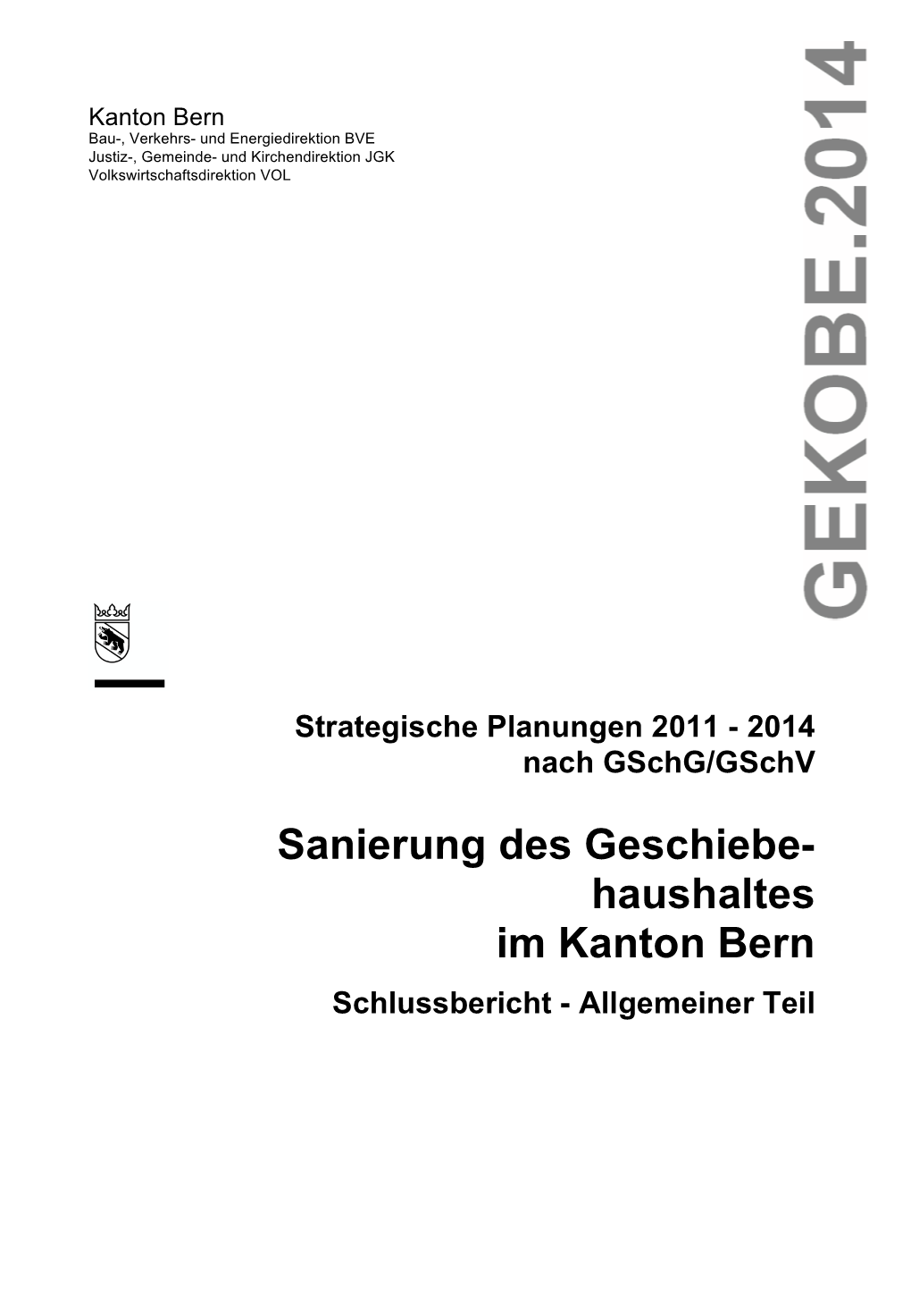 Sanierung Des Geschiebe- Haushaltes Im Kanton Bern