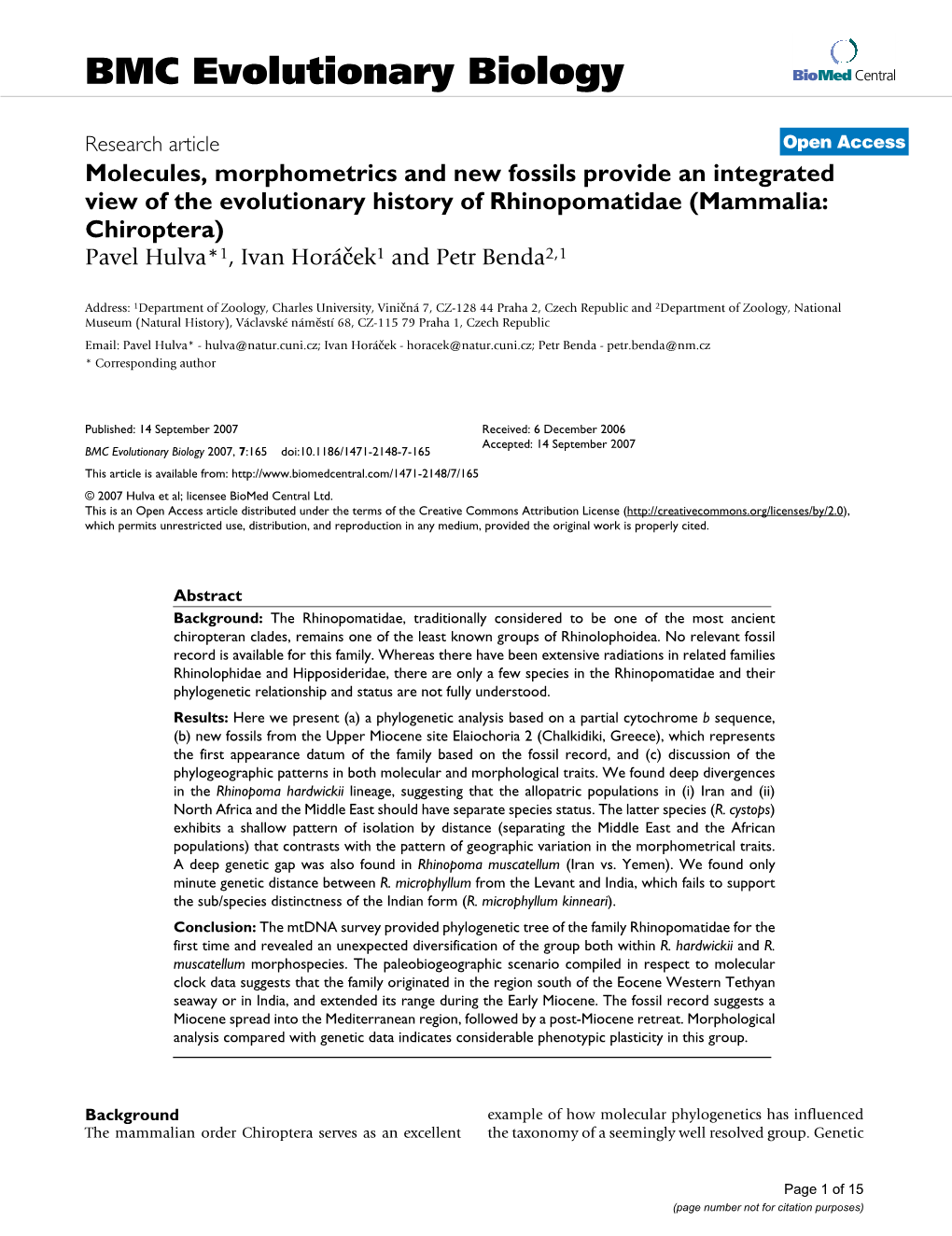 Molecules, Morphometrics and New Fossils Provide an Integrated View Of