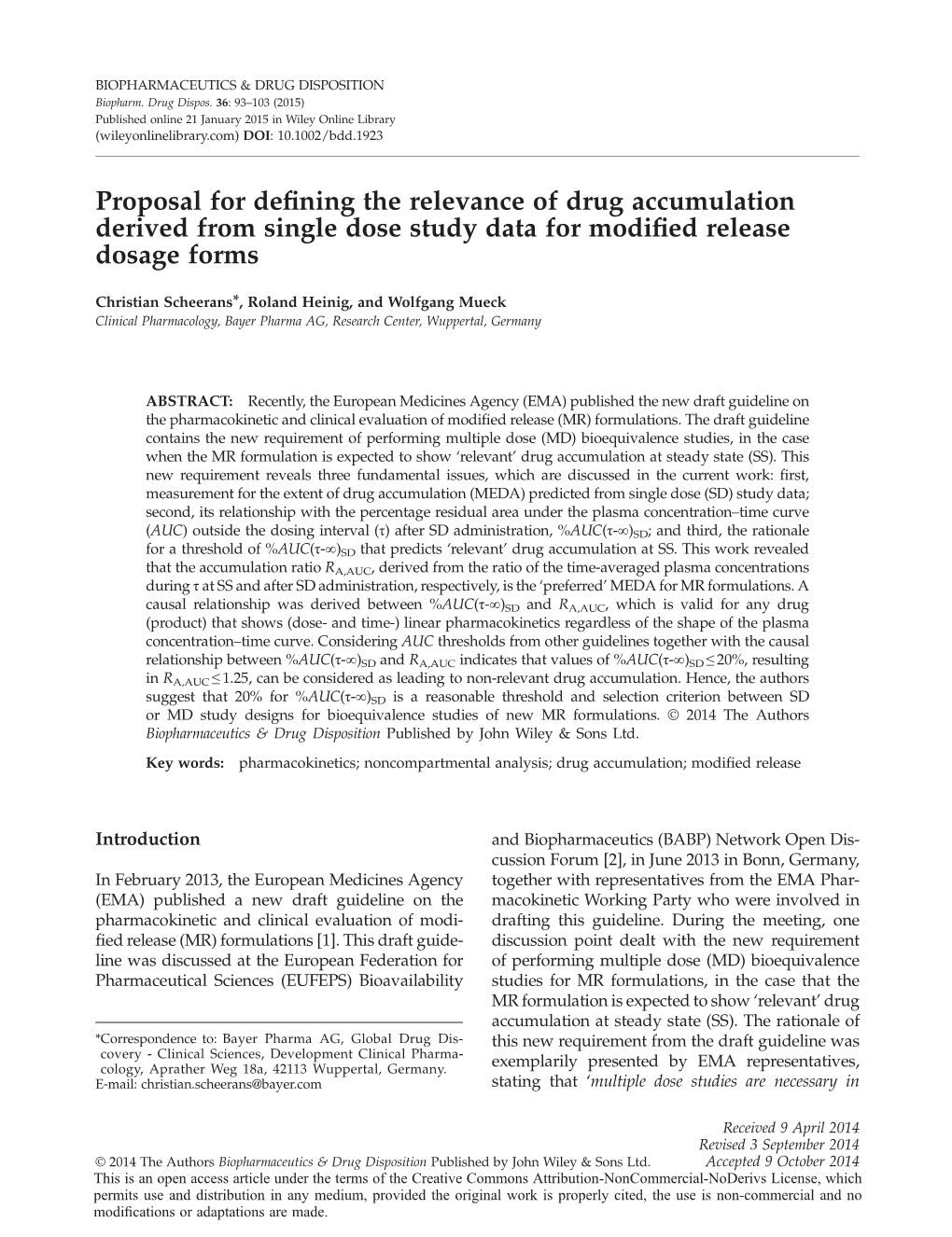 Proposal for Defining the Relevance of Drug Accumulation Derived From