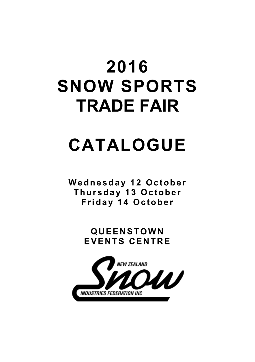 2016 Snow Sports Trade Fair Catalogue
