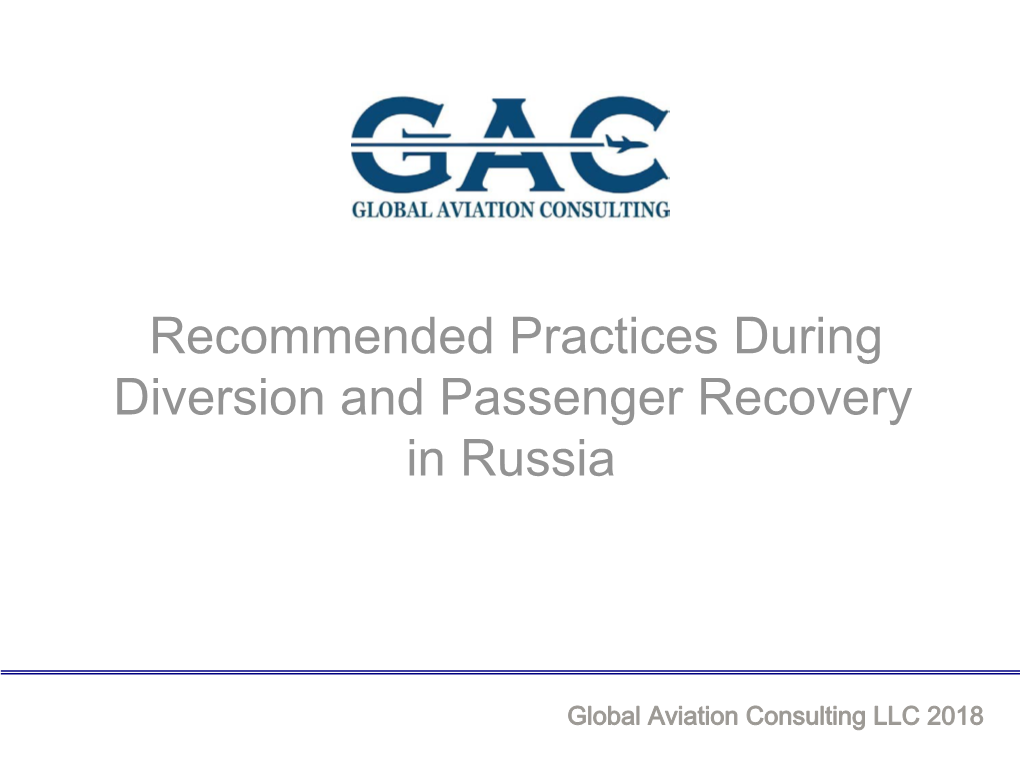 Recommended Practices During Diversion and Passenger Recovery in Russia