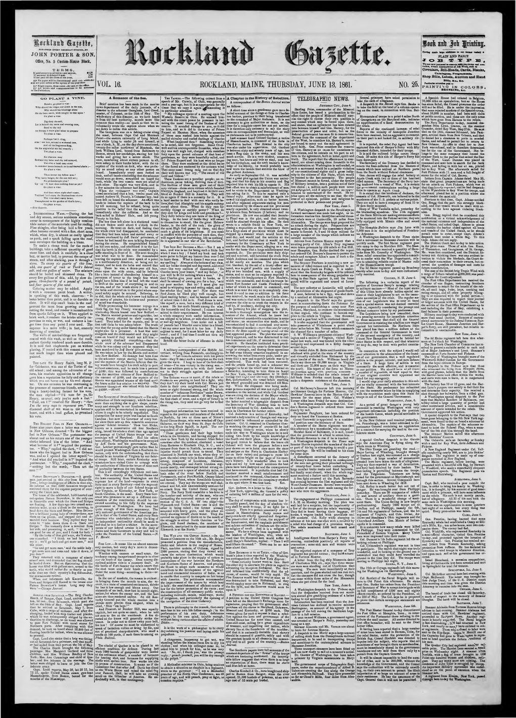 Rockland Gazette : June 13, 1861