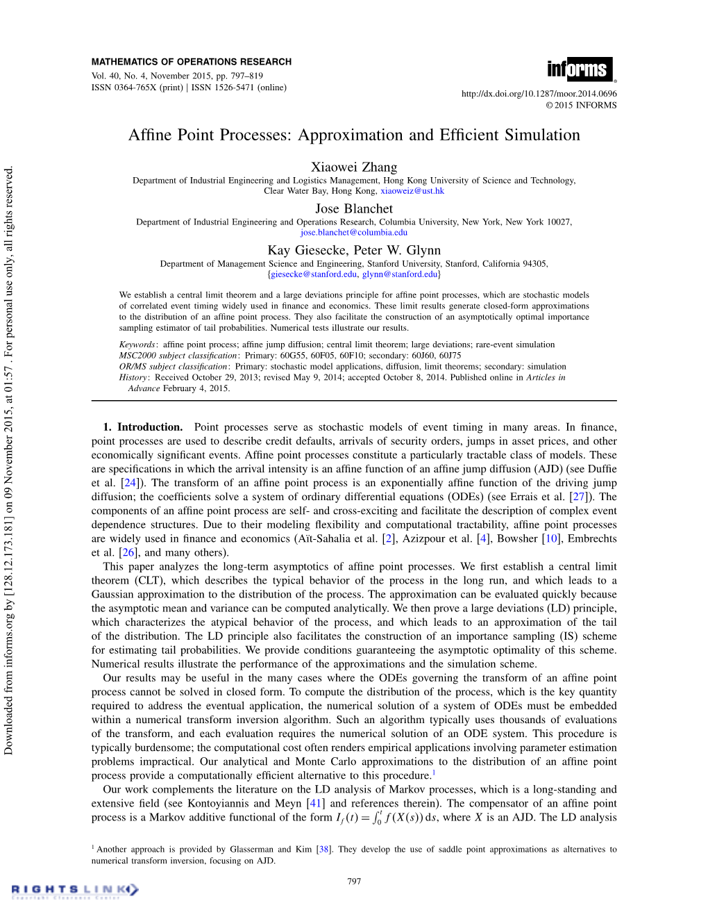 Affine Point Processes: Approximation and Efficient Simulation