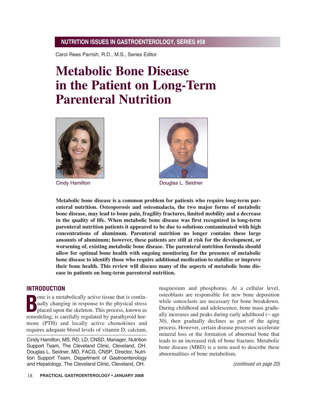 Metabolic Bone Disease in the Patient on Long-Term Parenteral Nutrition