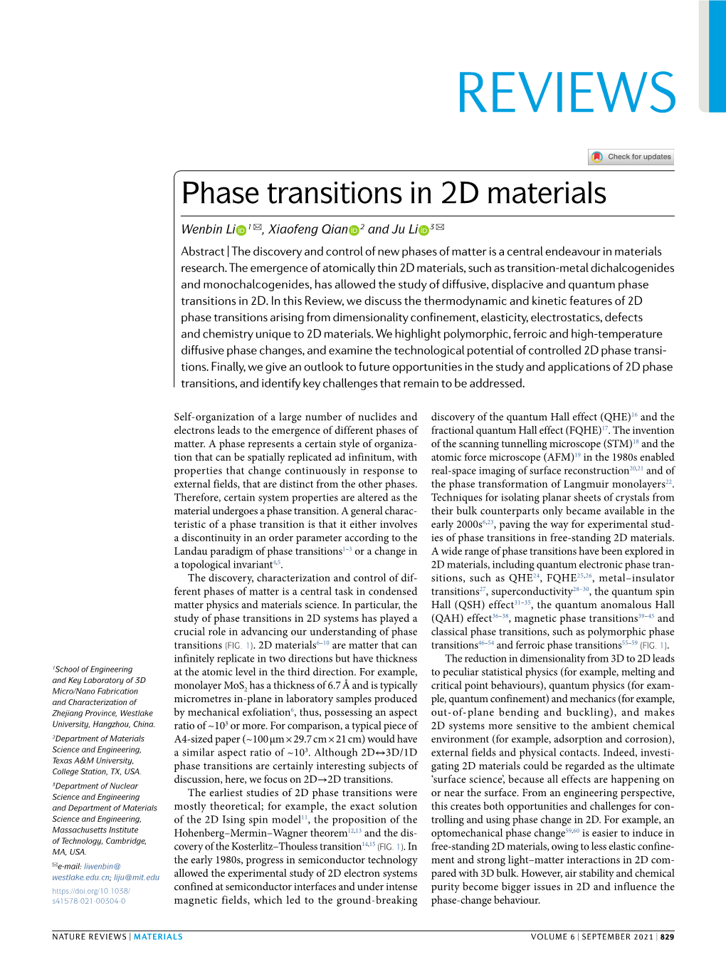 Phase Transitions in 2D Materials