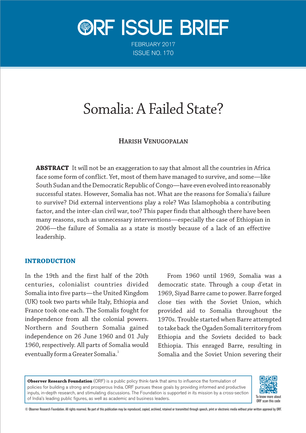 Somalia: a Failed State?