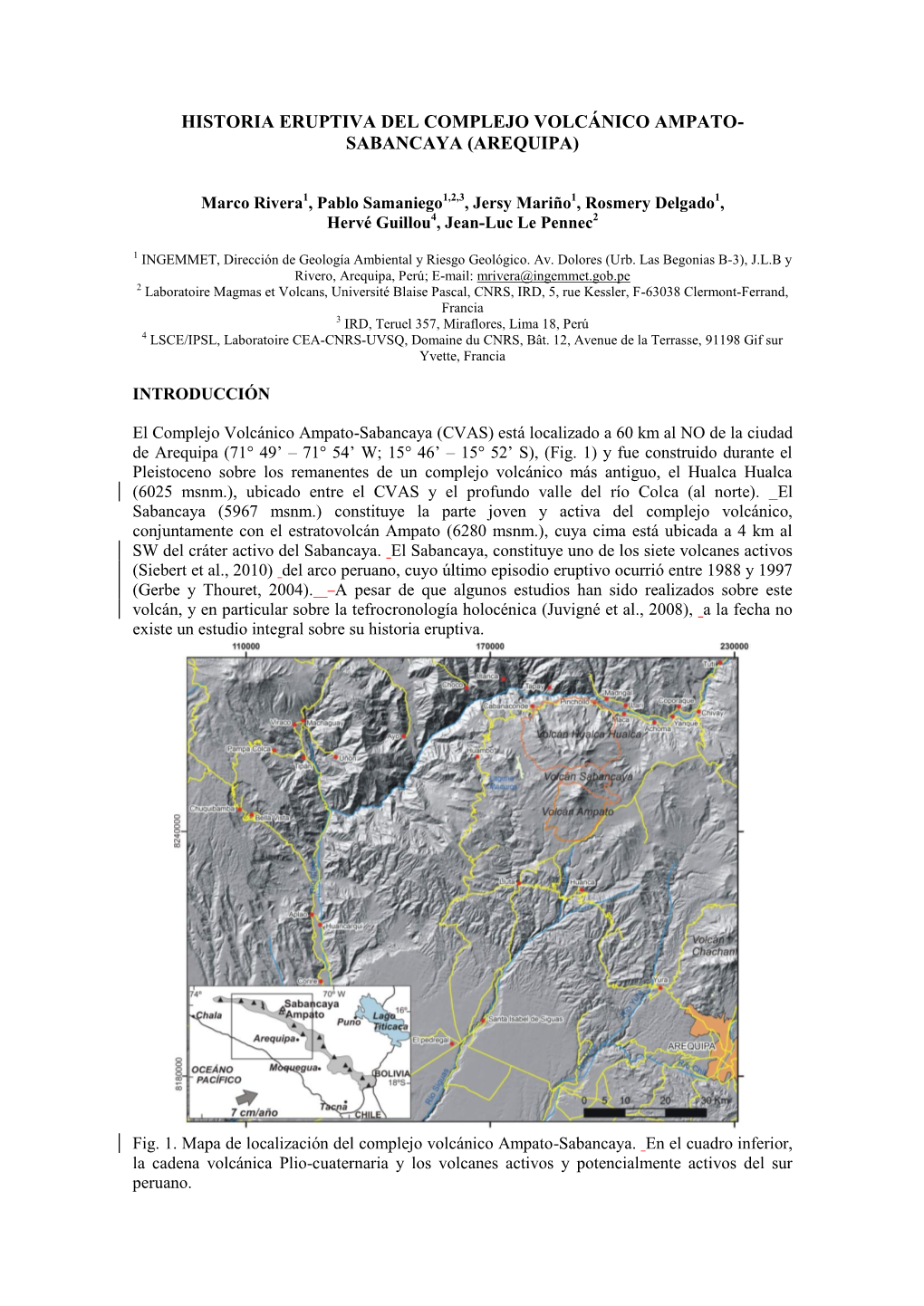 Historia Eruptiva Del Complejo Volcánico Ampato- Sabancaya (Arequipa)
