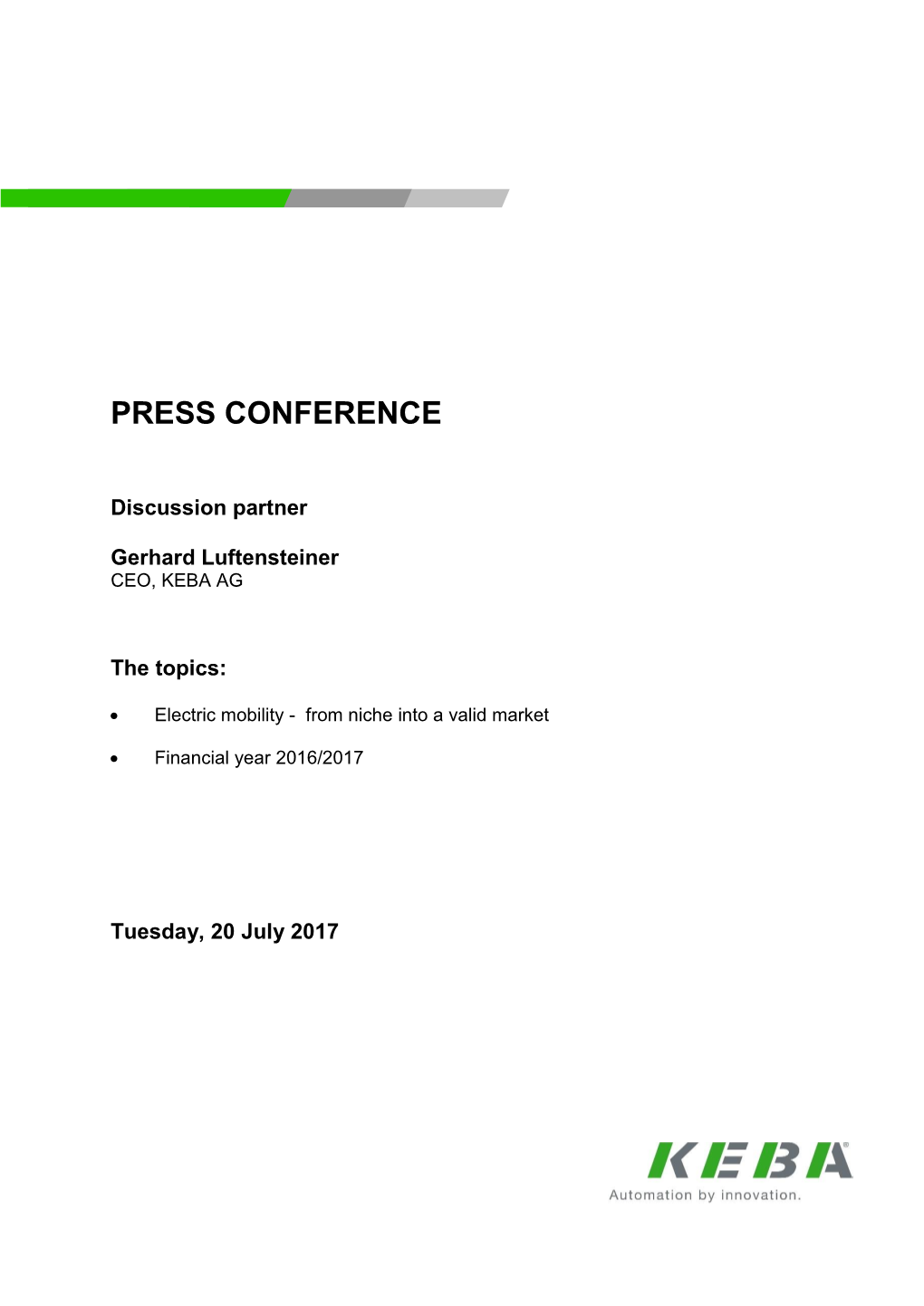 Press Release 21 July 2017