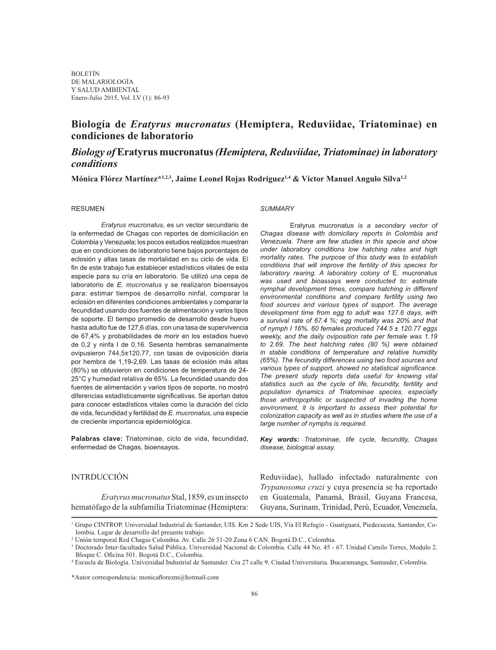 Biología De Eratyrus Mucronatus (Hemiptera, Reduviidae, Triatominae)