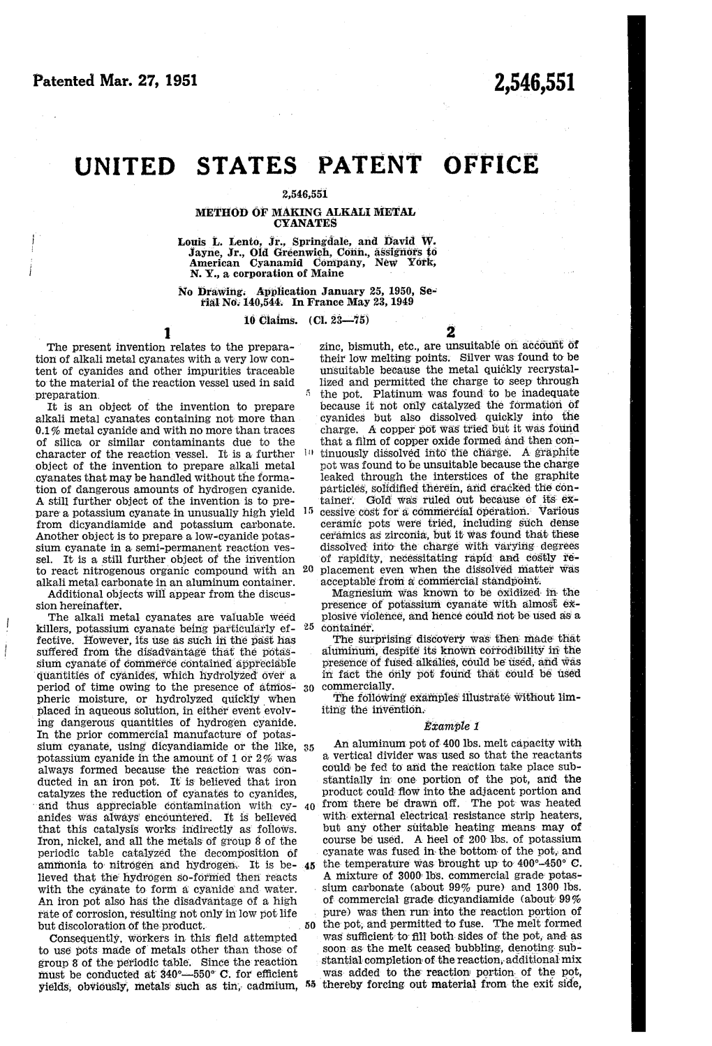 2,546,551 United States Patent Office