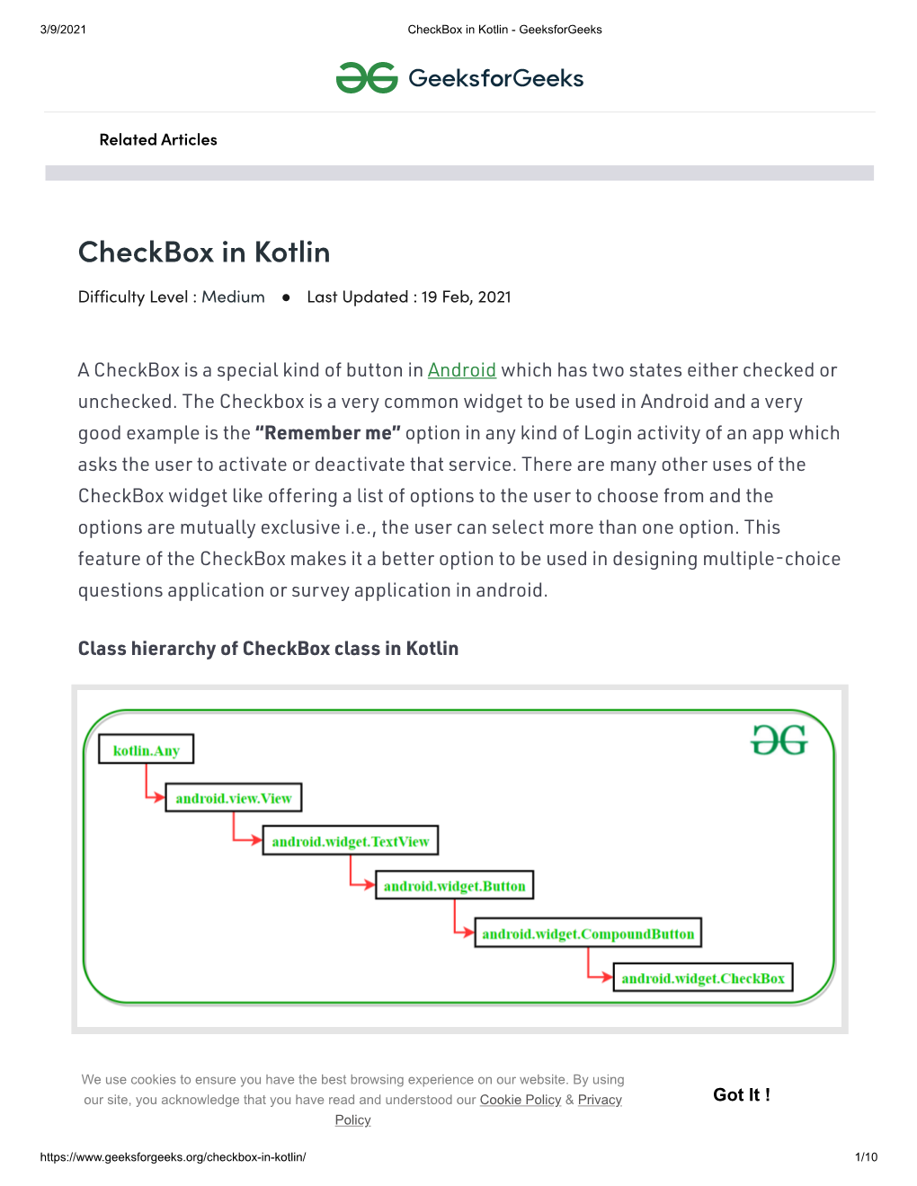 Checkbox in Kotlin - Geeksforgeeks