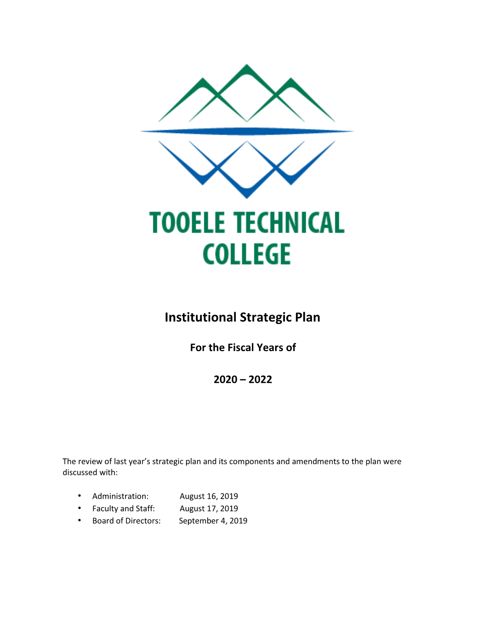 Institutional Strategic Plan