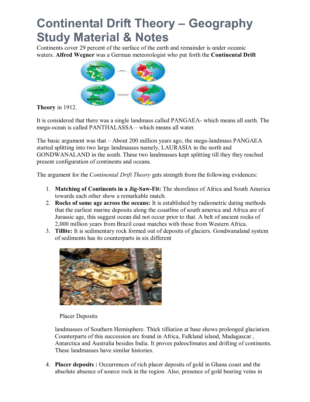 Continental Drift Theory – Geography Study Material & Notes