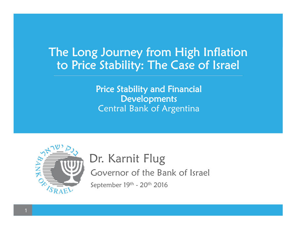 The Long Journey from High Inflation to Price Stability: the Case of Israel